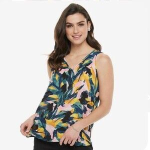 Tropical Abstract Print Top Size Petite XL